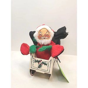 1979 Annalee Dolls 7" Santa Claus in Paper Sleigh Christmas Figure W/Bag MCM Vtg
